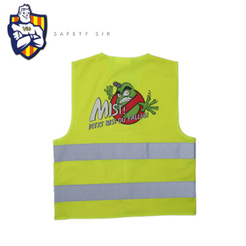 Gibord de la fabrication CE EN1150 Gilet de sécurité pour enfants standard, gilet réfléchissant pour enfants, couleur et logo de tissu PMS peuvent être personnalisés